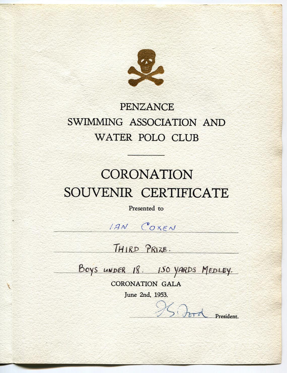 Coronation souvenir certificate
