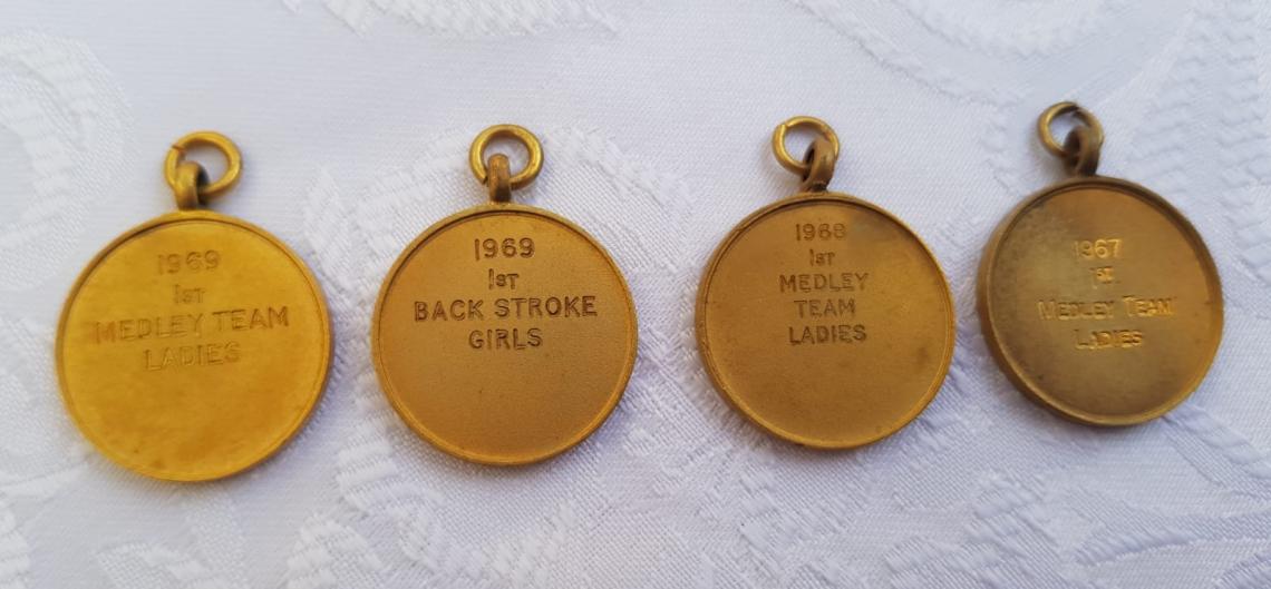 Liz Jilbert Gold County medals - 1967, 1968, 1969 x 2