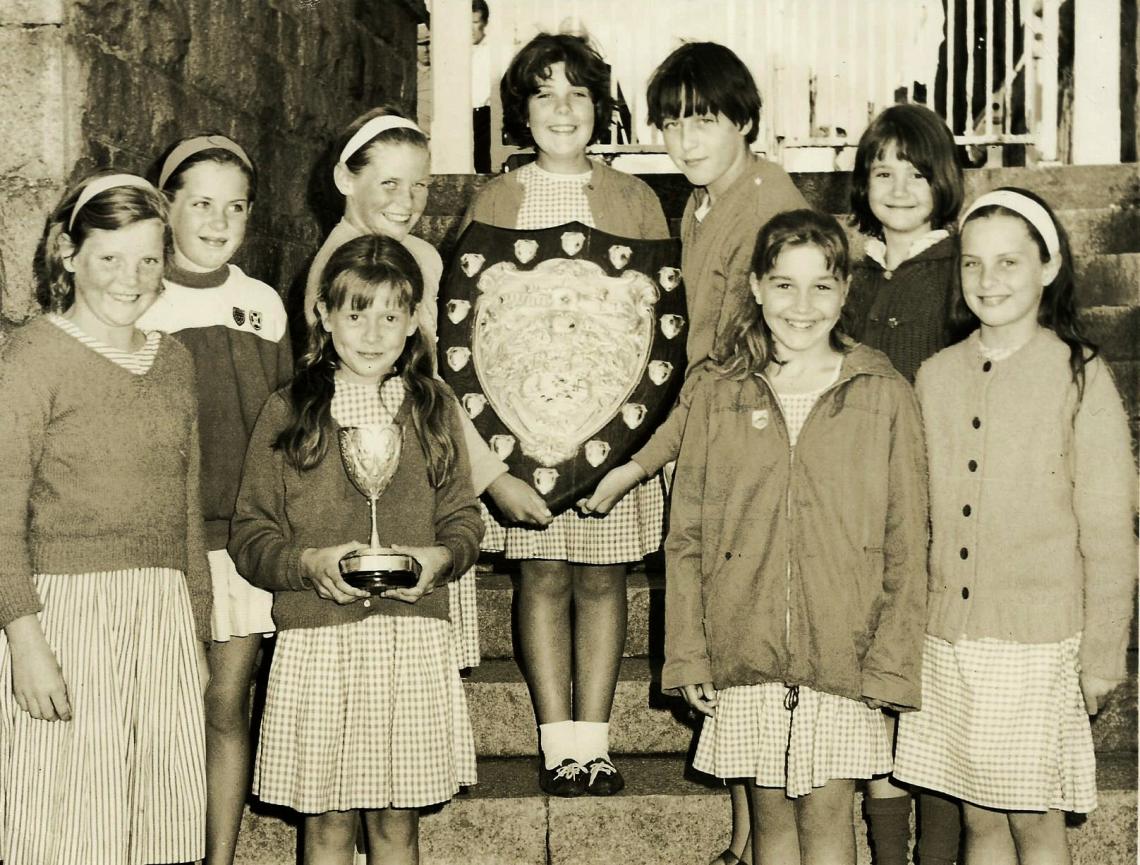 Liz Jilbert (left from centre) St. Marys C of E school swimming junior inter school championships