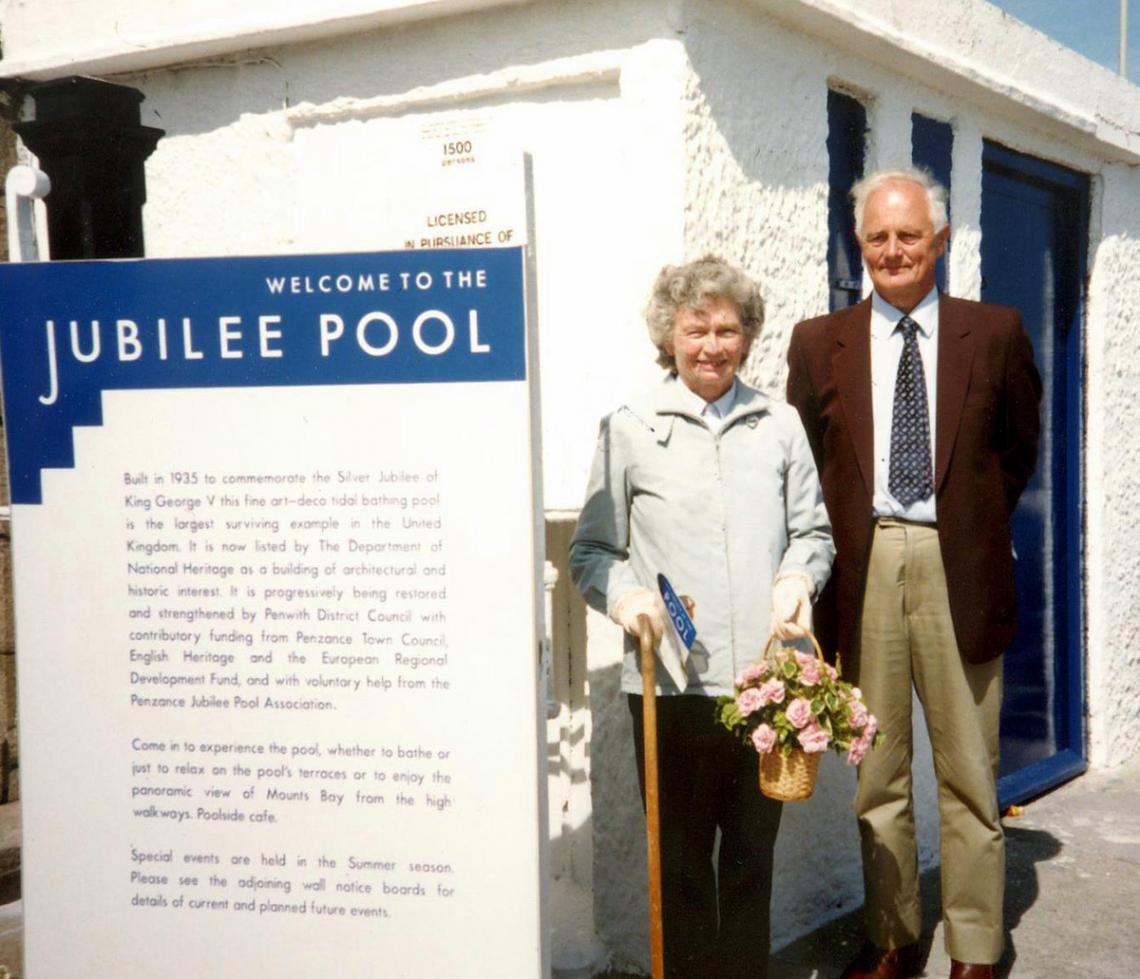 John Clarke and his wife: Jubilee Pool - saved!