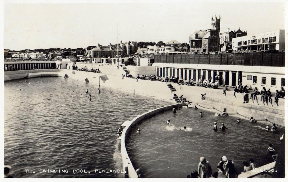View of the Jubilee Pool with swimmers and subathers