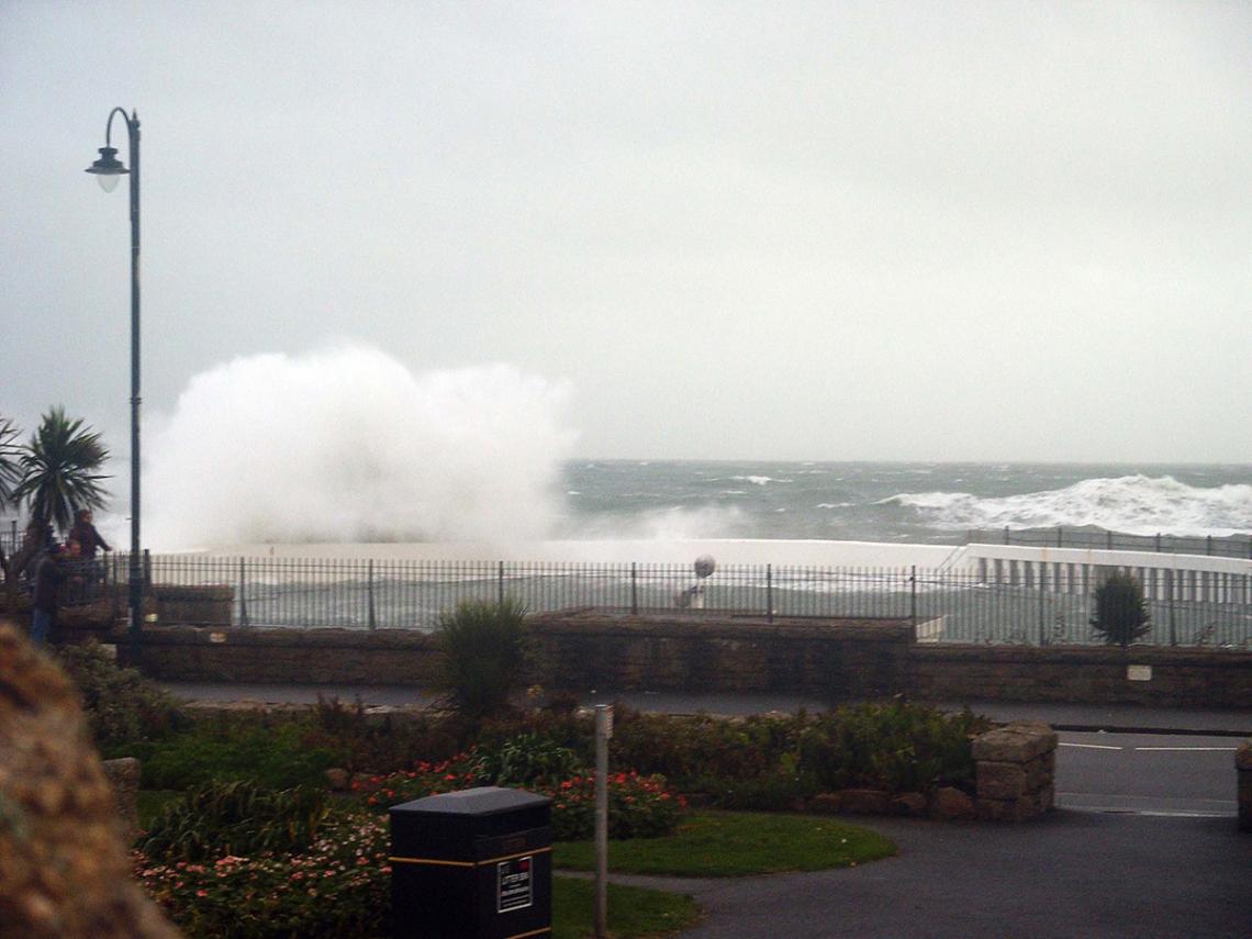 Waves crash over Jubilee Pool