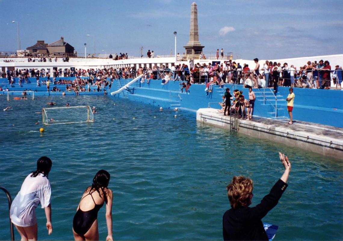 Crowds watch water polo at 'Grand Re-opening' in 1994