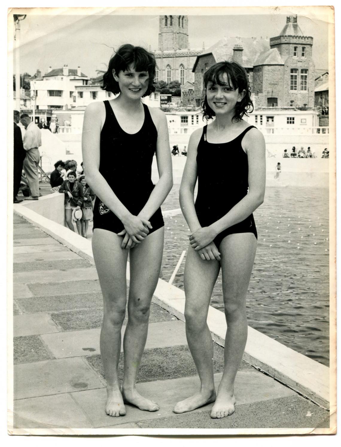 Original photo, Beverly and Ruth success in swimming race
