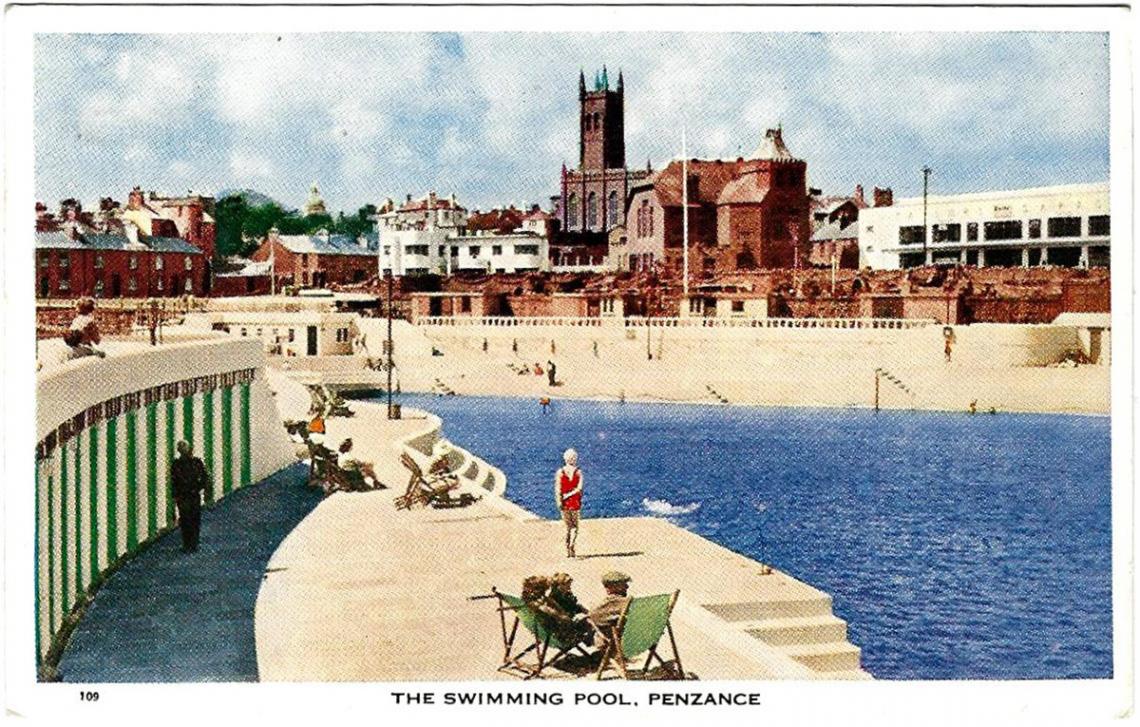 Jubilee Pool with swimmer in red