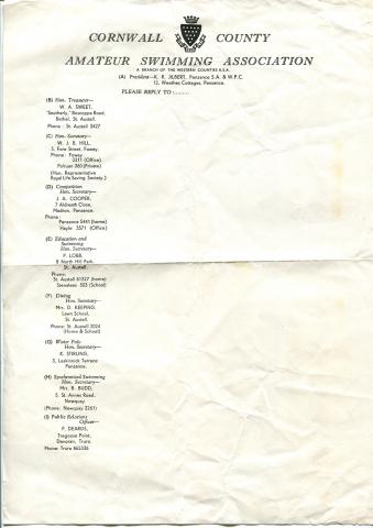 List of Swimming Association officials