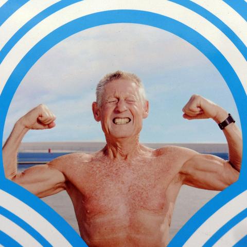 Man poses for photo at the Jubilee Pool